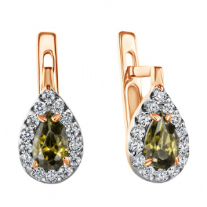 СргЛ06.бц-оливФ.з585 Серьги (Au 585)