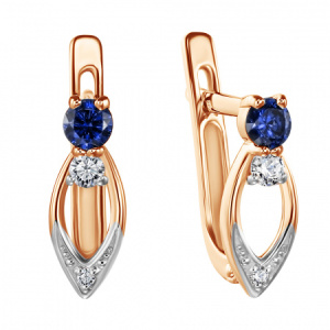 СргЛ03.бц-синФ.з585 Серьги (Au 585)